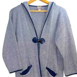 Chico’s Navy Blue Toggle One Button Hooded Jacket EUC Size Med/8 (Chico’s 1)